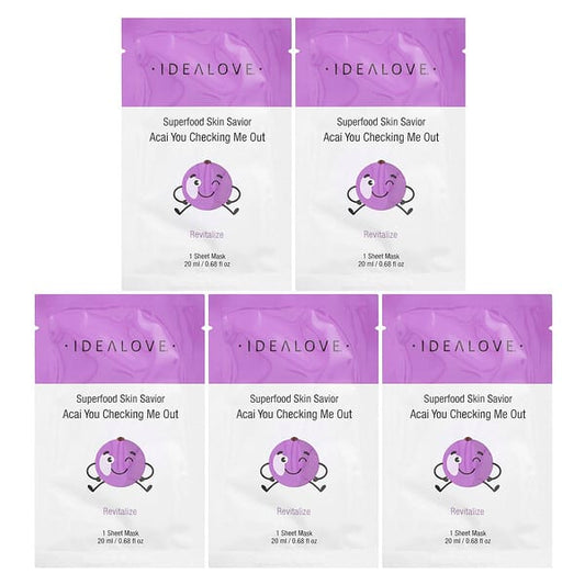 Idealove, Superfood Skin Savior, For Love and Honey, 5 Beauty Sheet Masks, 0.68 fl oz (20 ml) Each